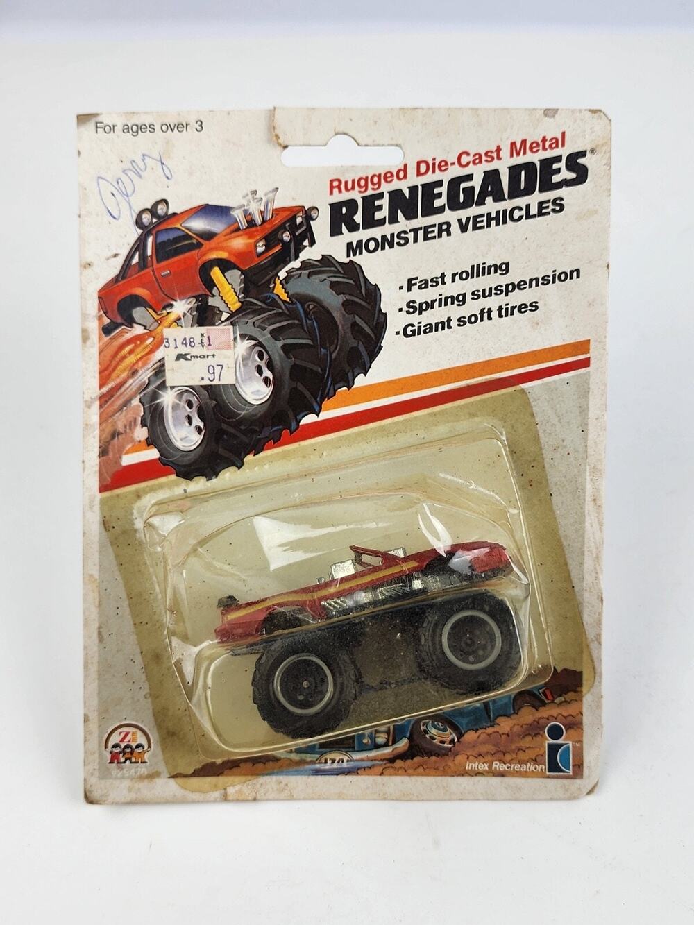 1986 Zee Toys Renegades Monster Sports Car Firebird 1:64 die cast red in package